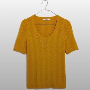 NWT $60 Madewell Pointelle Willford Sweater Tee in Mustard - size XS!